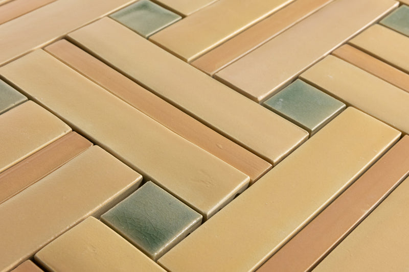 Tan & Green Blend Handmade Tiles - COMP-ZJQFW4-EX
