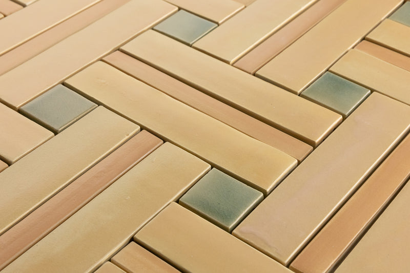 Tan & Green Blend Handmade Tiles - COMP-ZJQFW4-EX