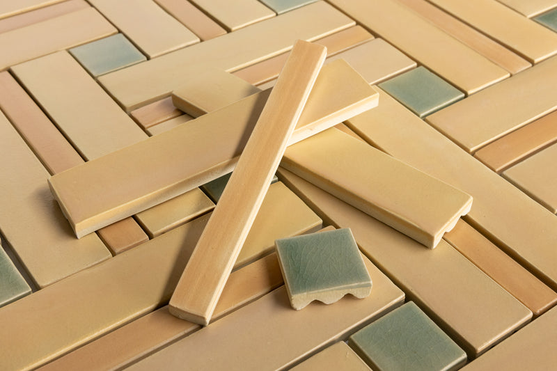 Tan & Green Blend Handmade Tiles - COMP-ZJQFW4-EX