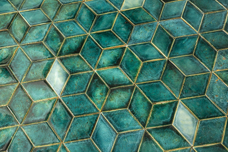 Handmade Diamond Green Blend Tiles 02JIL8 29D