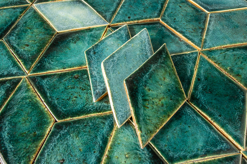 Handmade Diamond Green Blend Tiles 02JIL8 29D