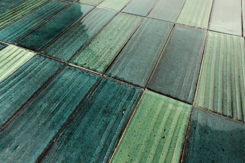 Rectangular Tile Green and Blue Blend 0QW99L
