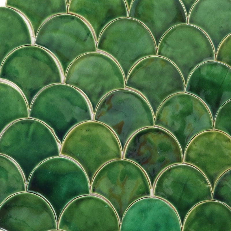 Fish Scale Tile Green Glaze