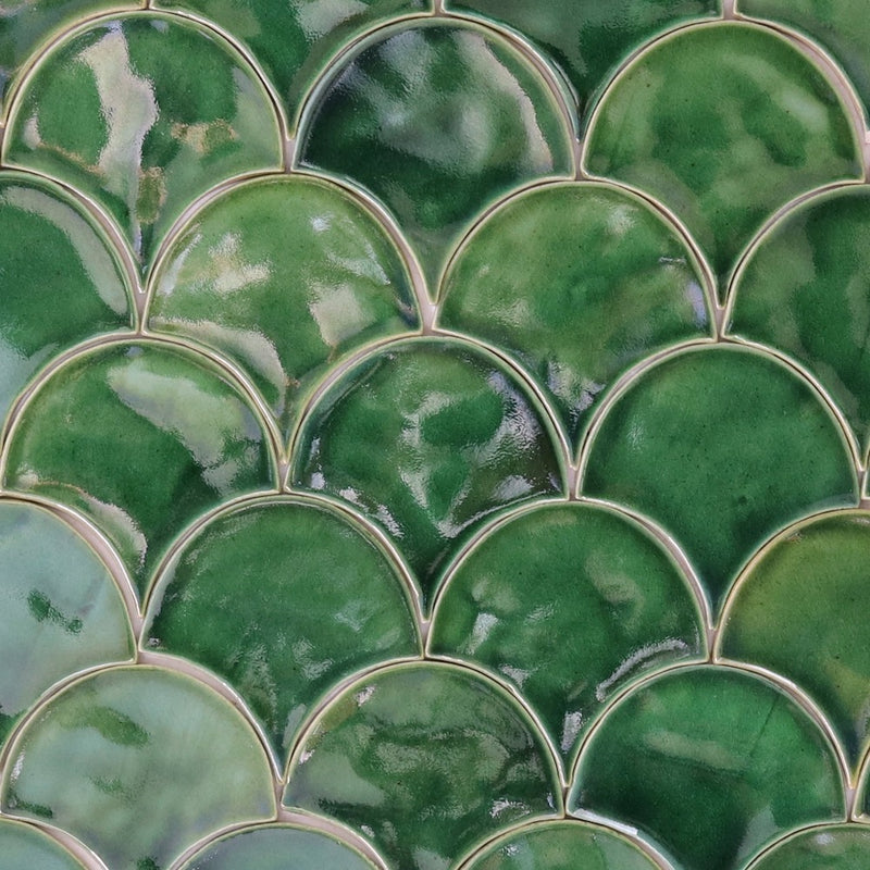 Fish Scale Tile Green Glaze