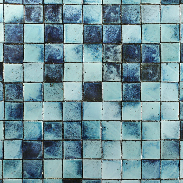 Square Chunky Tile Glassy Aqua to deep blue blend 34DMLP