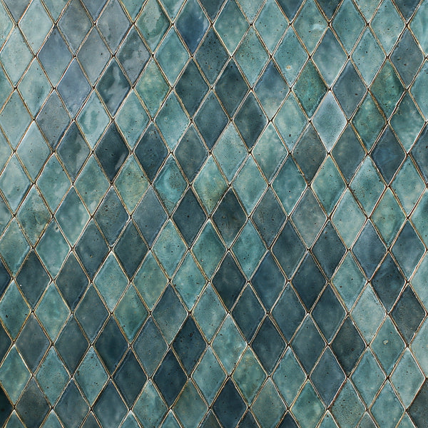 Handmade diamond tile Glassy greens 37JFTR 13C