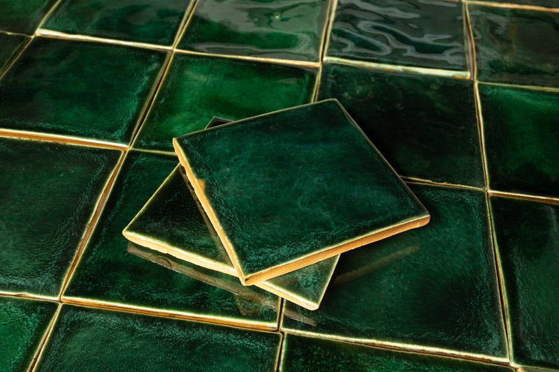 Square Tiles Glassy Green Glaze 3ET926 10B