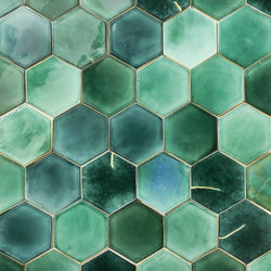Green Glazed hexagon Tile 3FZFY7 5B