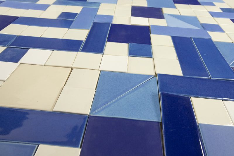 Blue & White Assorted Shaped Tiles C7X448 6B