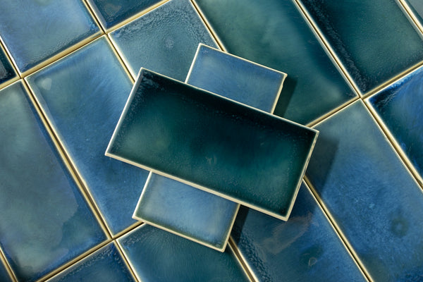 Rectangular Blue Green Glossy Tiles 3UL9ZD 6B