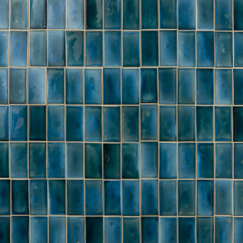 Rectangular Blue Green Glossy Tiles 3UL9ZD 6B
