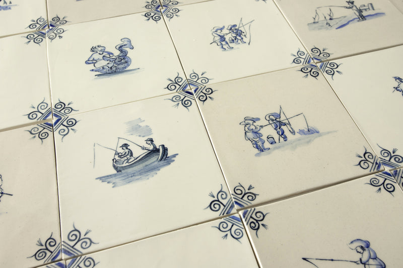 Hand Painted Square Delft Tiles 3USVMS