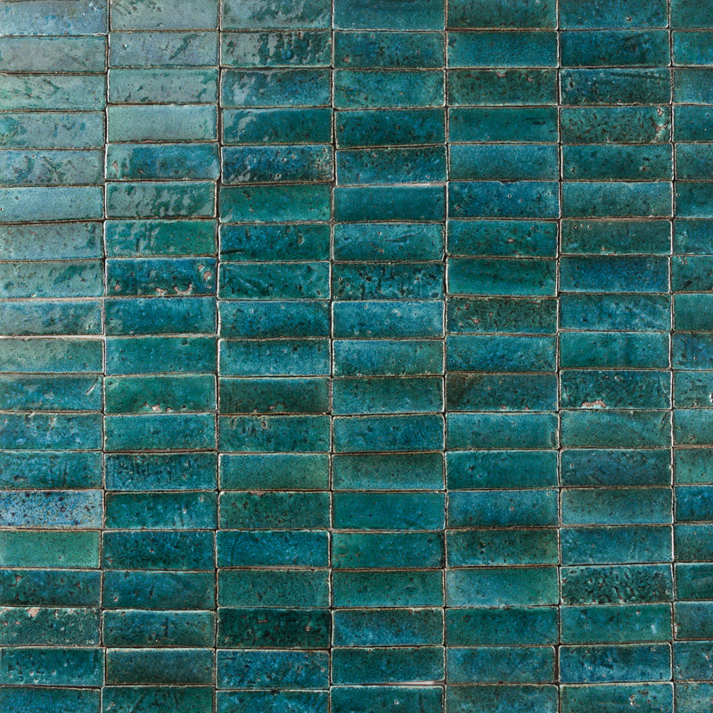 Rectangular Klompie Tile Green & Aqua in Gloss 4BXFXQ 2A