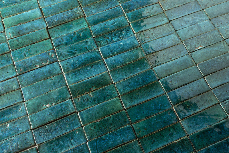 Rectangular Klompie Tile Green & Aqua in Gloss 4BXFXQ 2A