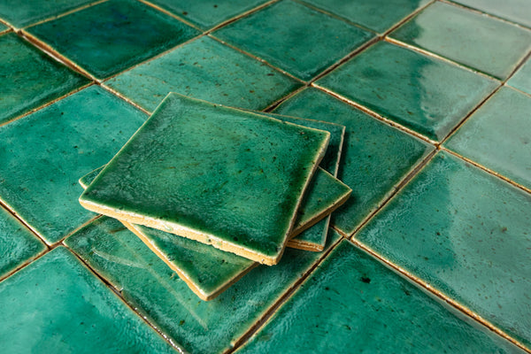 Square Tiles Glassy Green Glaze 5BDM7N 8C