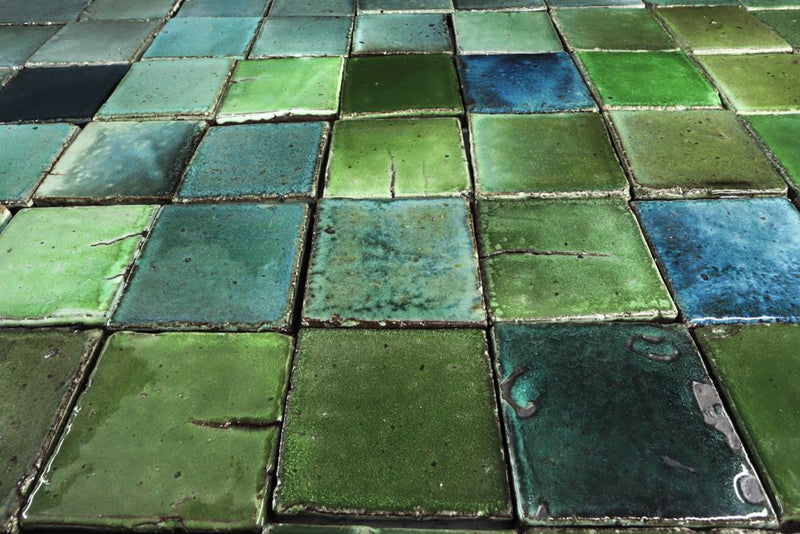 Chunky square tile glassy greens 5UZFW5_6A