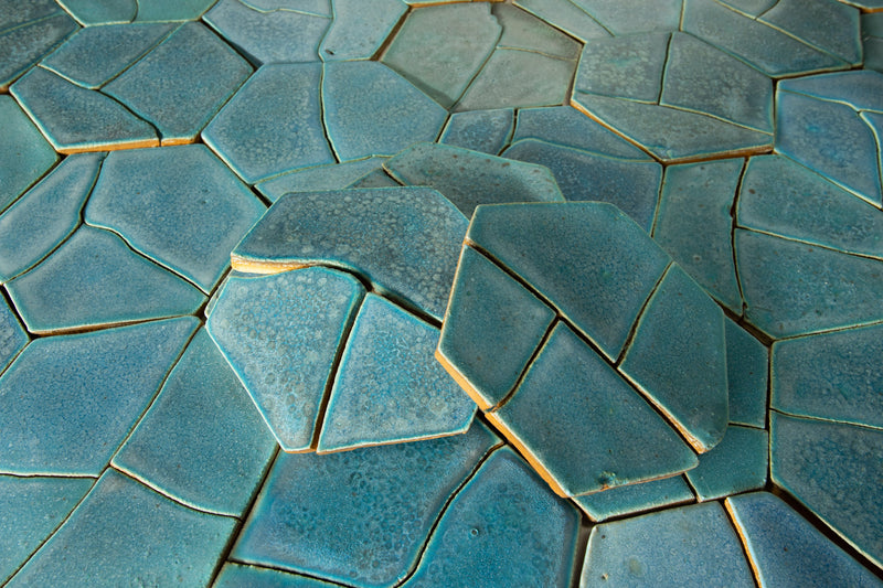 Blue-Green Broken Hexagon Tile 7RQXYR