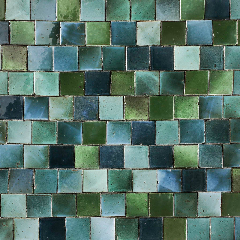 Chunky Square Tile glassy green blend 8MVY8H 4A