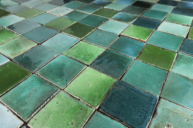 Chunky Square Tile glassy green blend 8MVY8H 4A