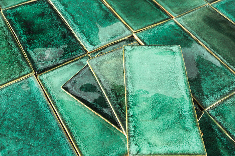 Rectangular Metro Tile Glassy Greens AJPKEH 9A