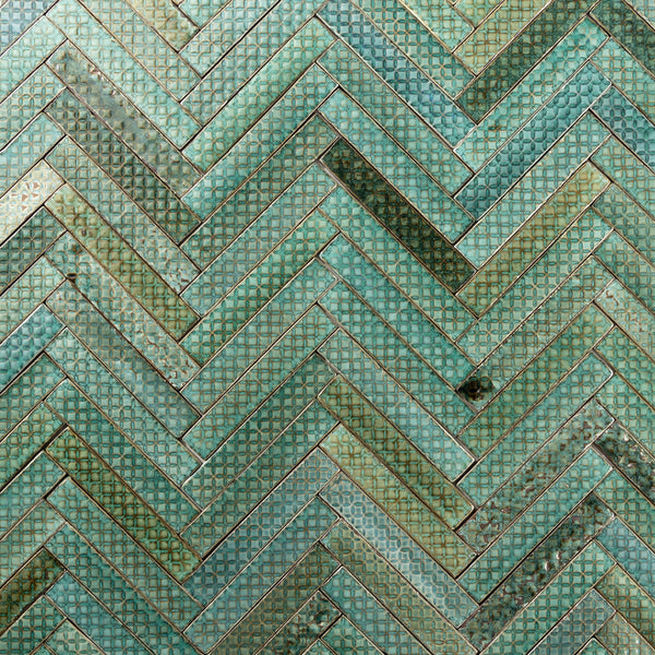 Greens & Aqua Rectangular Embossed Tiles ALUOW 2A