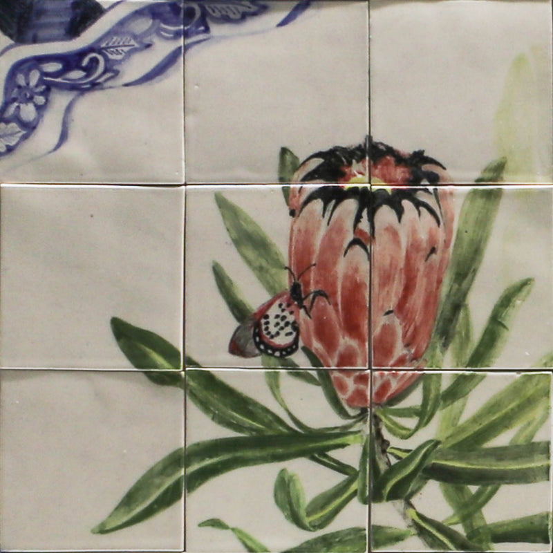 HAND PAINTED FYNBOS AND BLUE DELFT MURAL AMYE8K