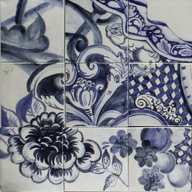 HAND PAINTED FYNBOS AND BLUE DELFT MURAL 1.1m x 0.8m (AMYE8K)