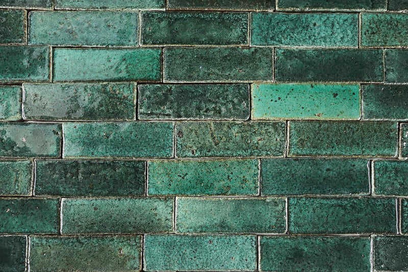 Rectangular Klompie Tile Glassy Deep Greens AUCJCZ 6A