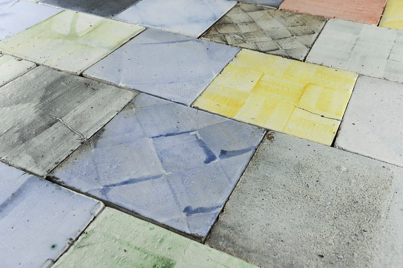 Chunky square tile Hand painted colours on matt BAUGK 1A