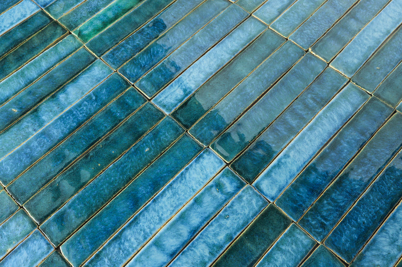Blend of Blue & Aqua Rectangular Tiles BYWZA5 9B