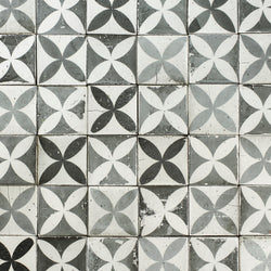 Chunky square tile black petal pattern on matt white CRQM2L 11C