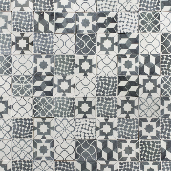 Matt White Handmade Tile black patterns DF373Y 5B