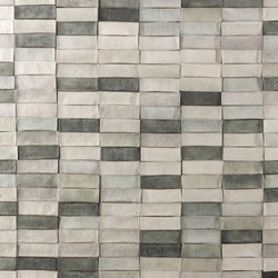 Hand-Manipulated Rectangular Klompie Tile White & Grey on Matt Tile 5ZAS67 6B
