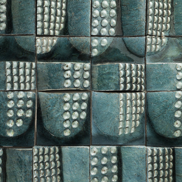 Square 3D Bauble Tiles in Gloss Blue Green Glaze ET4YQI