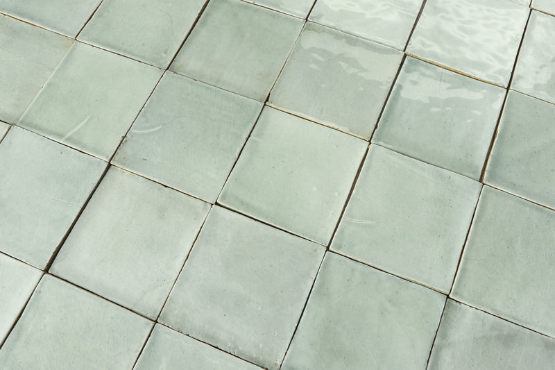 Square hand made tile pale aqua glaze EWKLQL