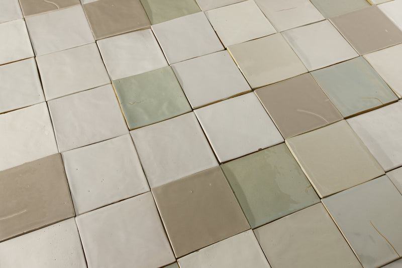 Blend of earth coloured handmade square tiles - EXHVSM 7B