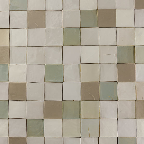 Blend of earth coloured handmade square tiles - EXHVSM 7B