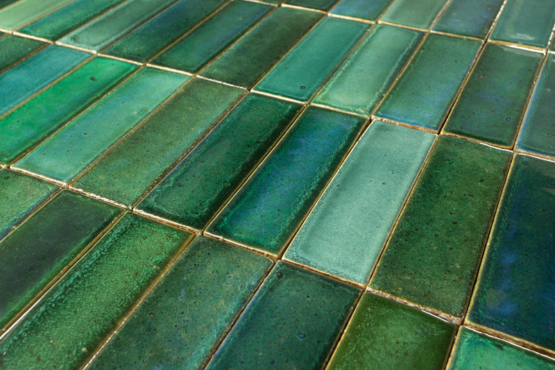 Pascalli Rectangular Tile Green & Aqua Glaze FCVHMS 13B