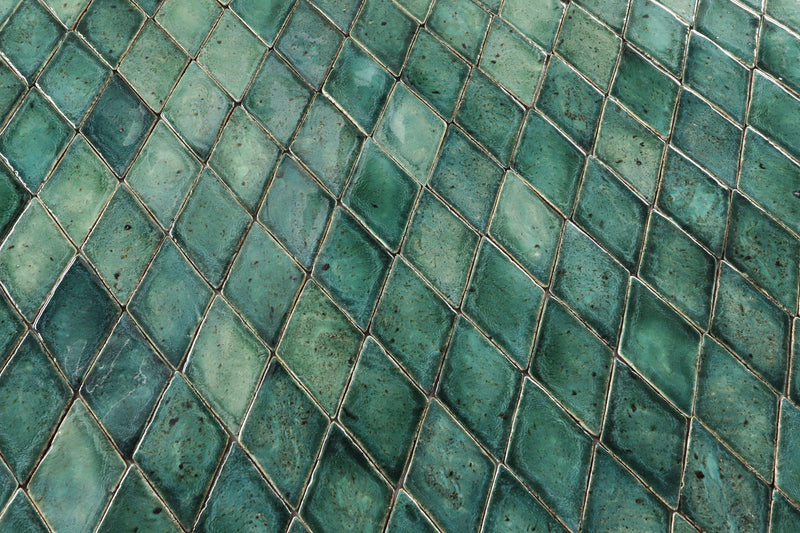 Handmade diamond tile Glassy greens FL35HY 29B