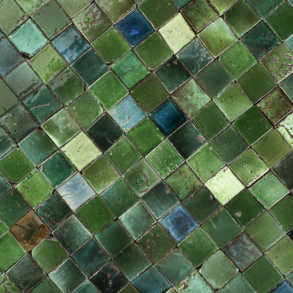 Chunky square tile glassy green blend GM5LS 7A