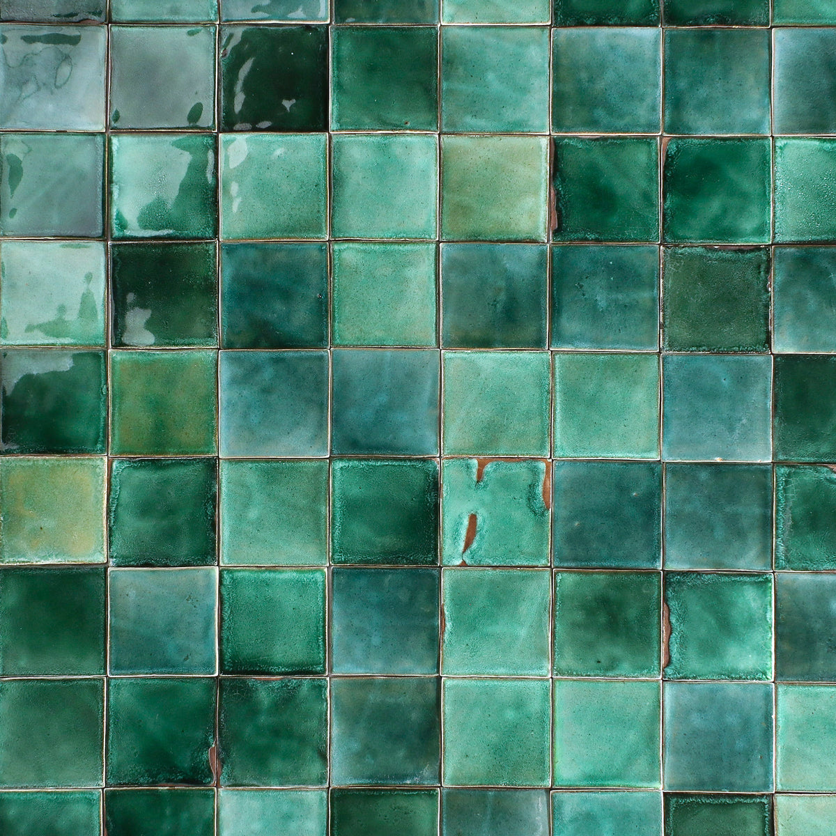 Green glazed hand made tile GRA34 5A – VEELVLAK-Frēodōm