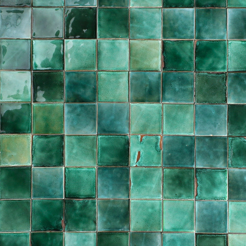 Green glazed hand made tile GRA34 5A