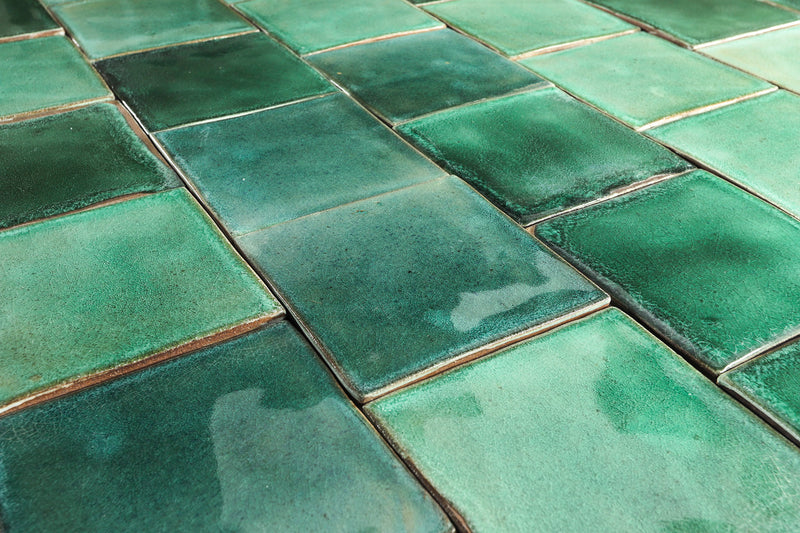 Green glazed hand made tile GRA34 5A