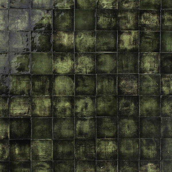 Square Handmade tile Blackened Green Glaze GW4TVH 3B