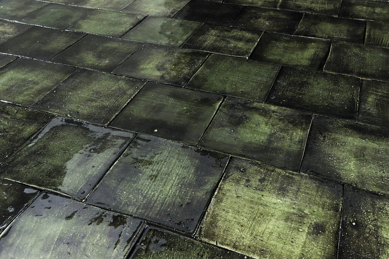 Square Handmade tile Blackened Green Glaze GW4TVH 3B