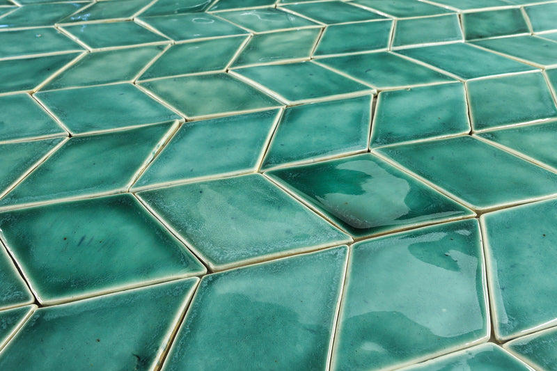 Hand made Diamond Tile aqua green HNXNKA 5A