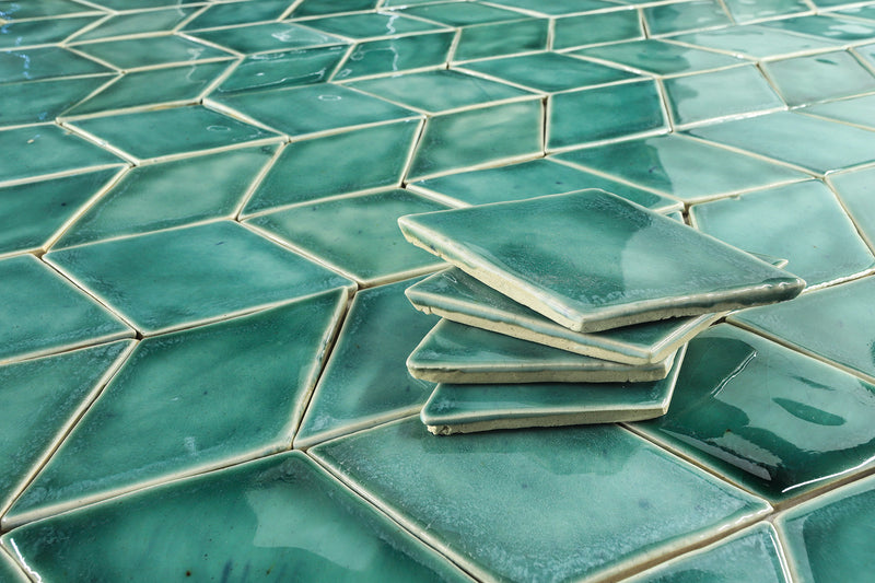 Hand made Diamond Tile aqua green HNXNKA 5A