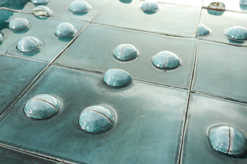 Rectangular 3D Bauble Tiles in Gloss Blue Green Glaze JGST2H