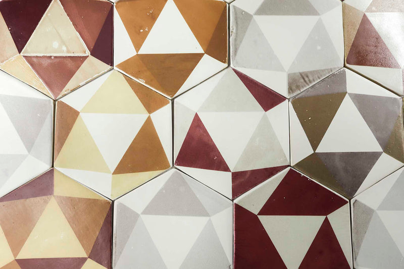 Hexagon Geometric Pattern Matt White Tile KERE84 11B
