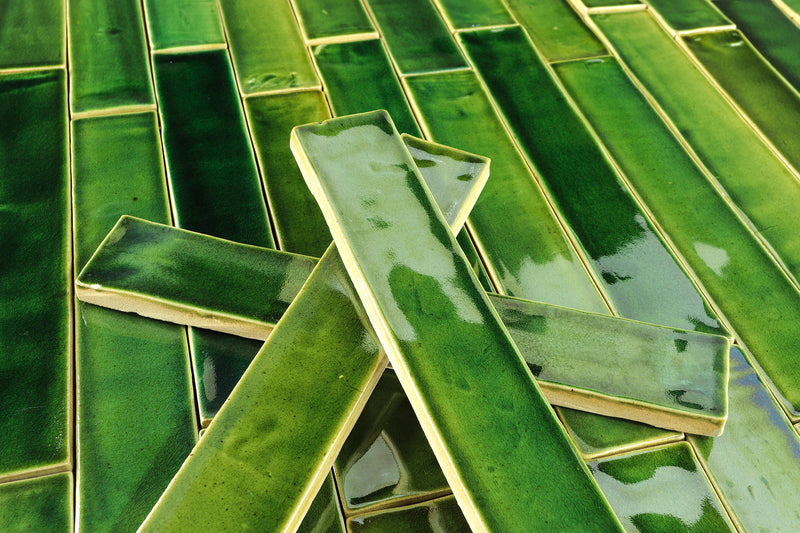 Rectangular Tile Glassy Green Blend